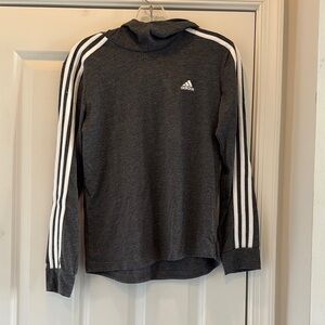 Adidas Gray Hoodie with White Stripes